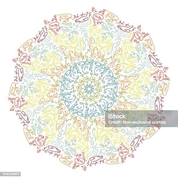 Circular Pattern Doodle Mandala For Henna Mehndi Tattoo Decoration Decorate Dishes Cups Porcelain Ceramics Walls Decorative Ornament In Ethnic Oriental Style Hand Drawn Vector Stock Illustration - Download Image Now