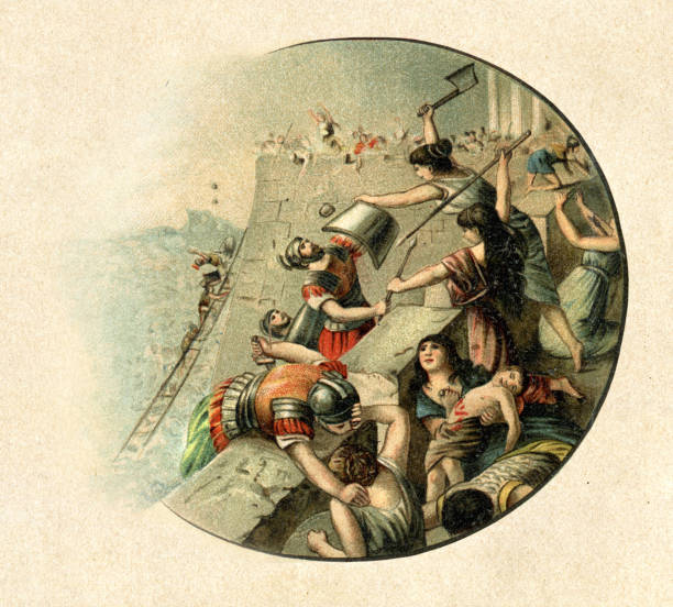 illustrations, cliparts, dessins animés et icônes de les romains conquérant carthage en 146 av. j.-c. - ancient rome illustration and painting engraving engraved image