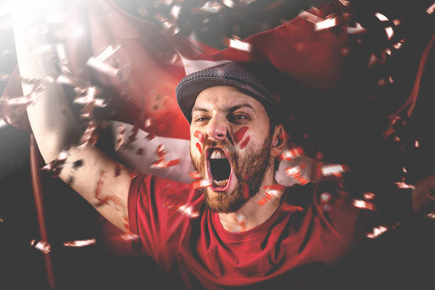 istock Swiss fan celebrating with the national flag 1149329509