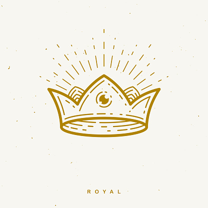 Crown simple vector linear design for emblem or icon.