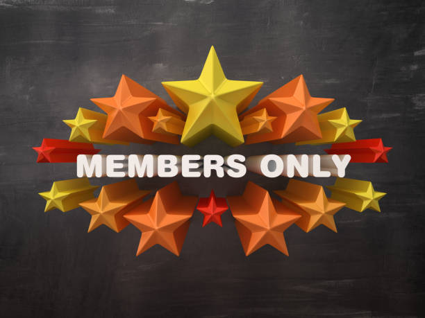istock Colorful Stars with MEMBERS ONLY Word on Chalkboard Background - 3D Rendering 1149330959