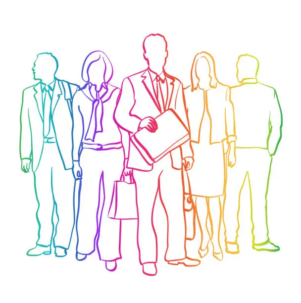 Vector illustration of Business Team Sketch Rainbow