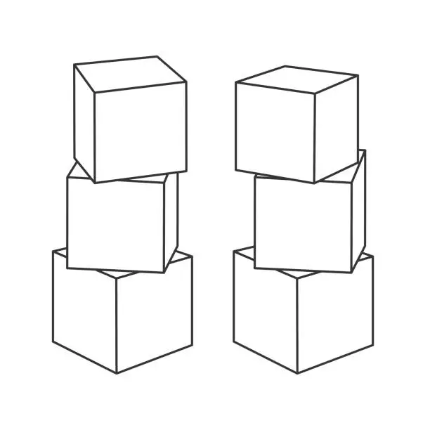 Vector illustration of Outline block building towers for coloring book