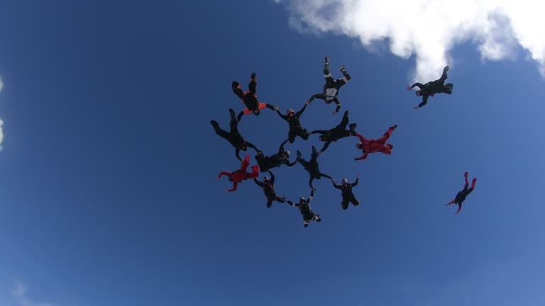 Skydivers big group formation