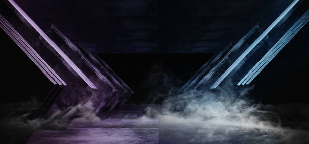 istock Smoke Sci Fi Futuristic Virtual Spaceship Abstract Triangle Shaped Glossy Metal Concrete Grunge Dark Empty White Glow Cinematic Corridor Room Hallway Entrance Modern 3D Rendering 1149338719