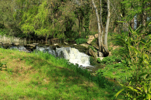 ein felsiger wasserfall auf dem land bei hever in kent - hever stock-fotos und bilder