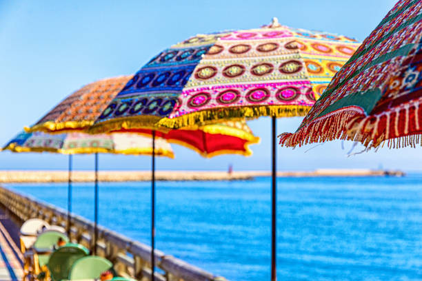 Holiday idyll - parasol on the Mediterranean
