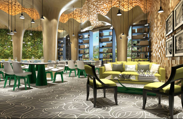 istock 3d render of luxury hotel lobby and reception 1149346615