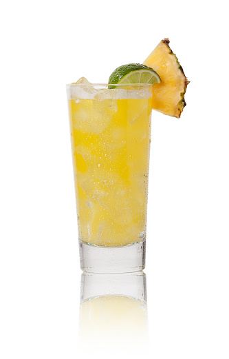 Pineapple cocktail on white background