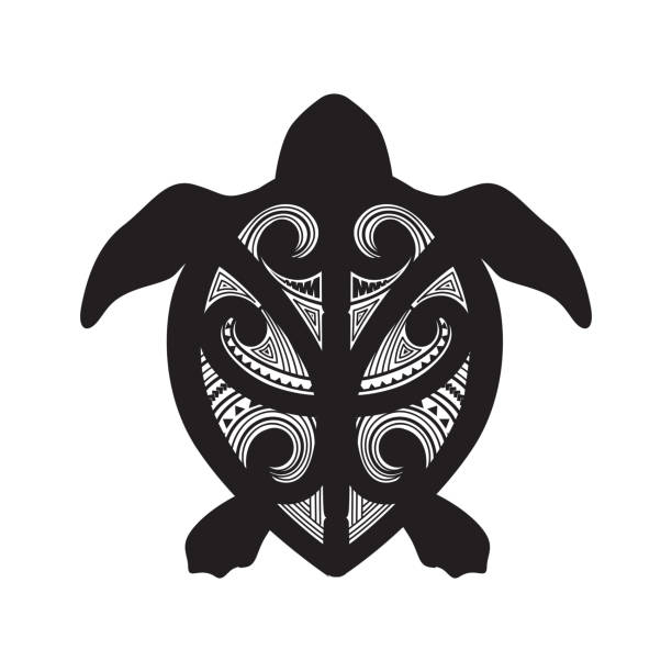 ilustrações de stock, clip art, desenhos animados e ícones de turtle - koru tattoo indigenous culture pattern