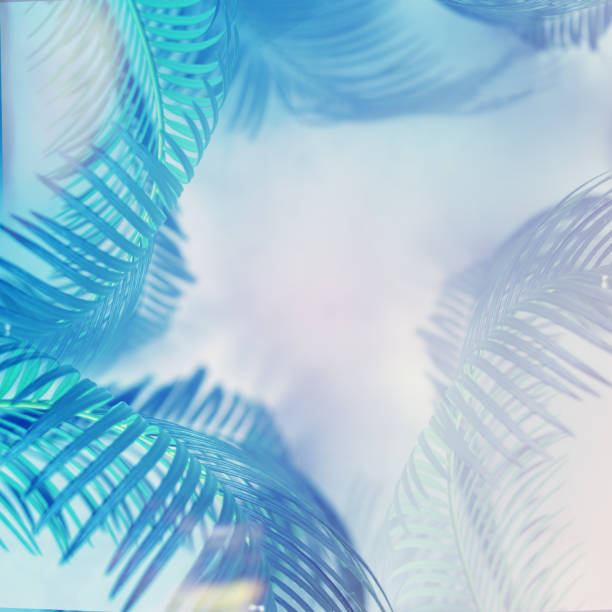 istock trendy design, nature and background concept blue duotone palm tree leaves 1149348621