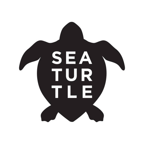 turtle word and symbol for sea turtle koru pattern stock illustrations