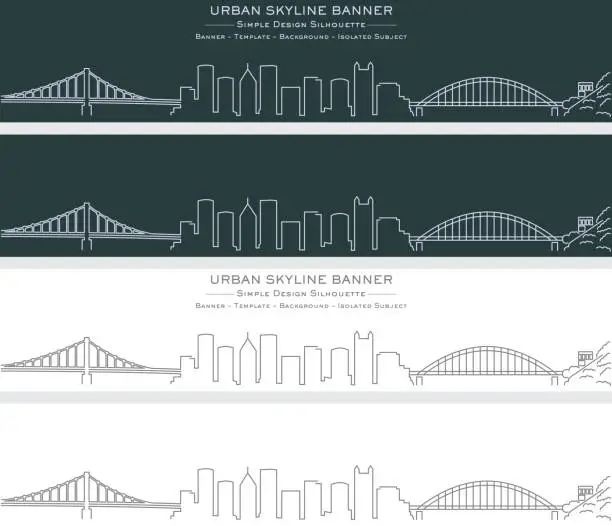 Vector illustration of Pittsburgh Single Line Skyline Banner