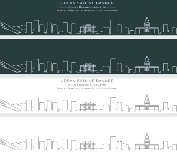 Vector illustration of Denver Single Line Skyline Banner