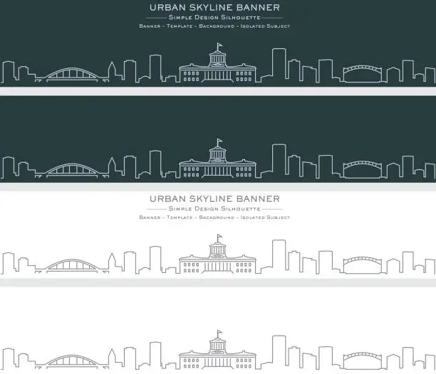 Vector illustration of Columbus Single Line Skyline Banner