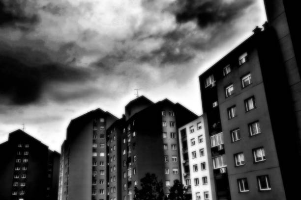 Spooky Black and White Dramatic City.