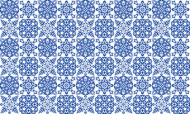 azulejos плитка вектор бесшовные шаблон - russian culture ornate pattern vector stock illustrations