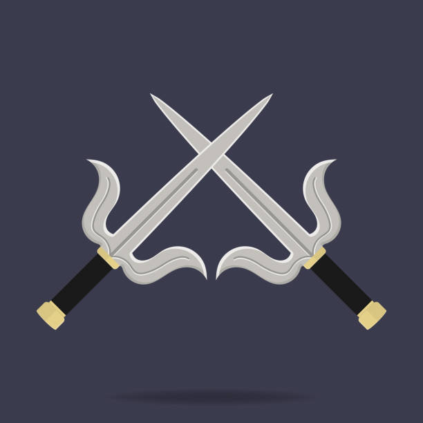 istock Crossed sai icon. Ninja weapon. Samurai equipment. Cartoon style. Clean and modern vector illustration for design, web. 1149368900