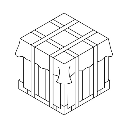 Outline air drop box from the game PlayerUnknowns Battlegrounds. PUBG. Isometric container. Battle royal concept. Clean and modern vector illustration for design, web.