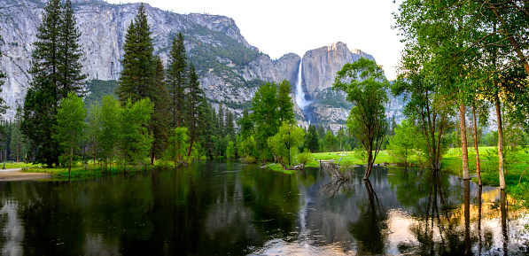 Yosemite park in spring with Yosemite Falls