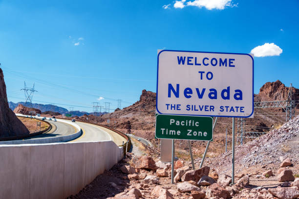 istock Welcome to Nevada and Highway 1149372171