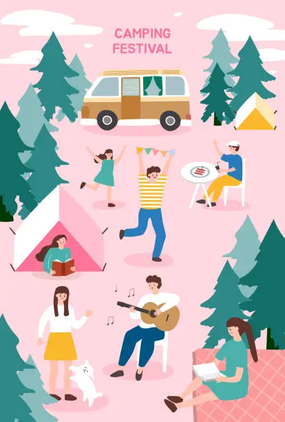 Vector illustration of Camping festival