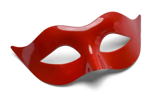 Red Costume Mask Isolated on White Background.