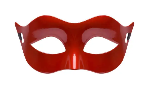 Red Costume Mask Front View Cut Out on White.
