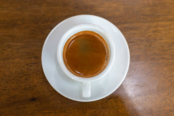 istock Hot coffee on wood background, black coffee. 1149393059