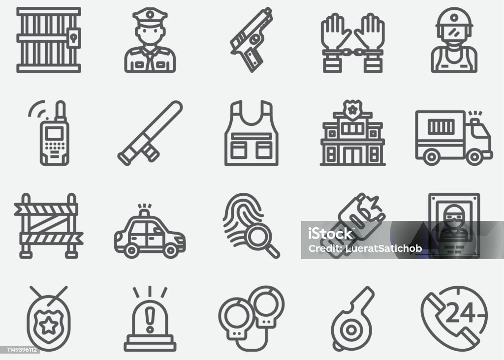 Police & Security guard Line Icons Police Force stock vector