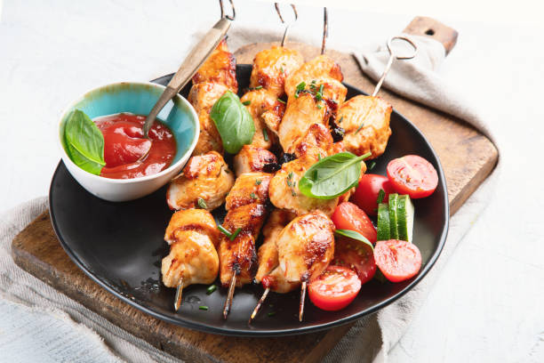 istock Homemade Grilled chicken on skewers. 1149396579