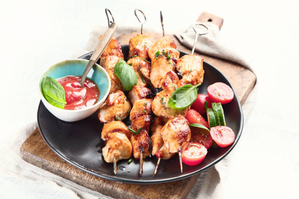 istock Homemade Grilled chicken on skewers. 1149396583
