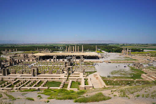 Persepolis, an ancient capital of the kings of the Achaemenian dynasty of Iran (Persia), located about 50 km northeast of Shiraz in Iran. In 1979 the ruins were designated a UNESCO World Heritage site