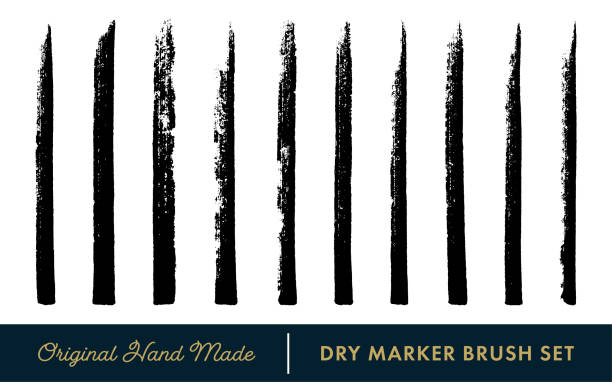 Dry Marker Vector Brush Set Dry Marker Vector Brush Set on the White Background permanent marker stock illustrations