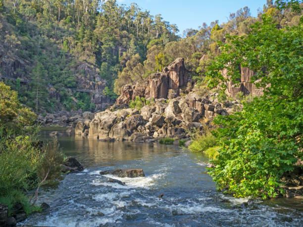 Cataract Gorge Cataract Gorge, in the lower section of the South Esk River in Launceston, Tasmania, is one of the region's premier tourist attractions. launceston tasmania stock pictures, royalty-free photos & images