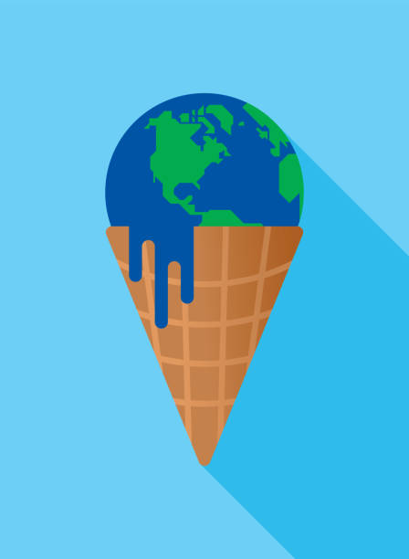 illustrazioni stock, clip art, cartoni animati e icone di tendenza di globo gelato - cambiamenti climatici illustrazioni
