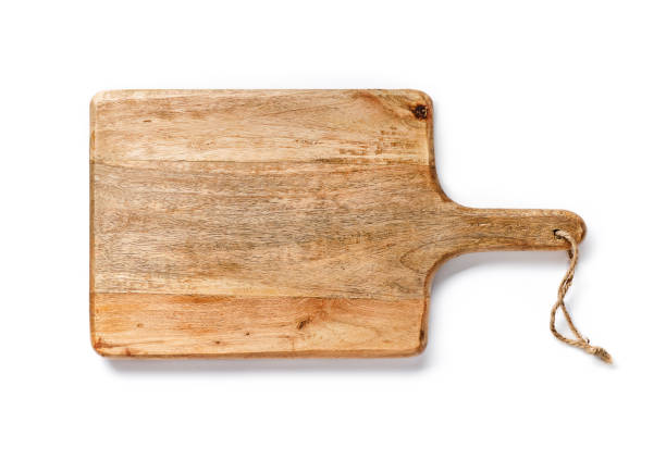 istock Wooden board for bread isolated on white background. Top view of Kitchen tool. 1149400784