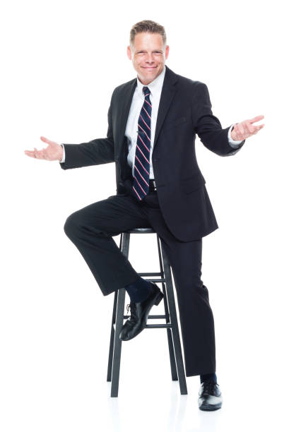 istock Businessman is sitting on a a stool 1149402769