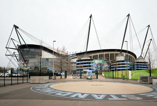 Manchester, UK - April 14, 2019: Manchester City Stadium, now called Etihad Stadium