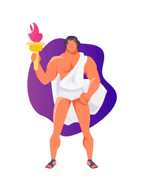 Vector illustration of Prometheus with fire vector