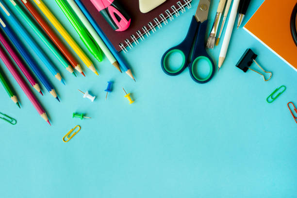 istock School supplies on blue background 1149408909