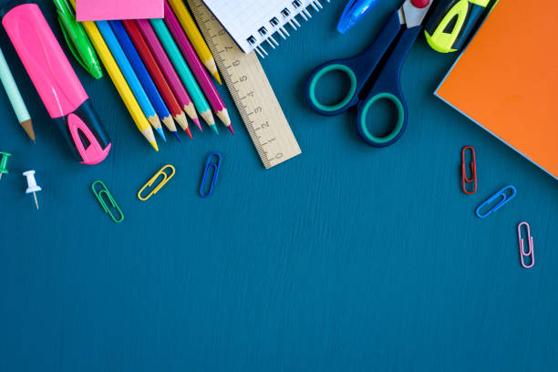 istock School supplies on blue background 1149408910