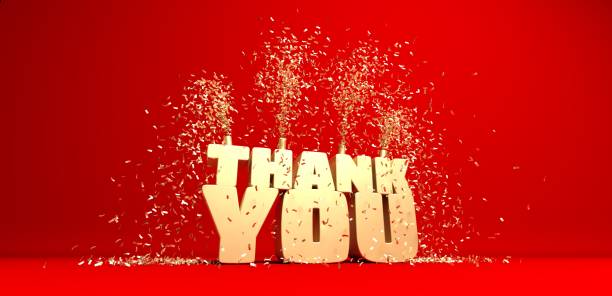 thank you card with sparks on red background