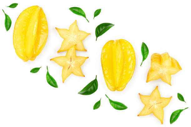 istock Carambola or star-fruit isolated on white background with copy space for your text. Top view. Flat lay 1149414903