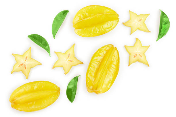 istock Carambola or star-fruit isolated on white background. Top view. Flat lay 1149414906