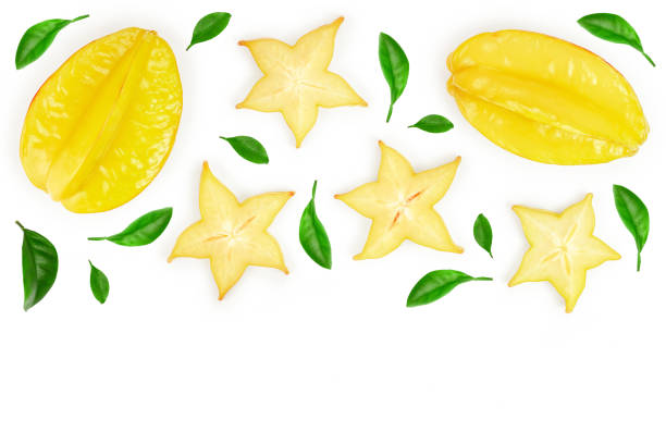 istock Carambola or star-fruit isolated on white background. Top view. Flat lay 1149414909