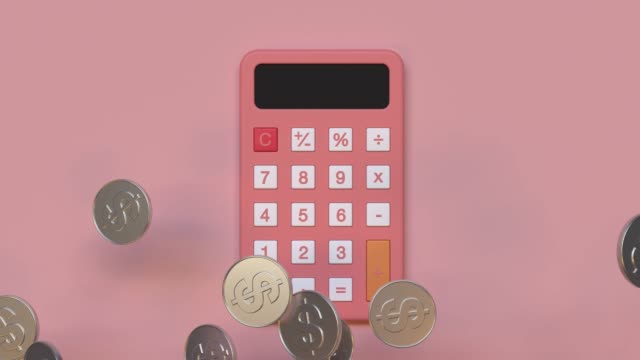 calculator cartoon style 3d rendering flat lay scene business finance education mathematics