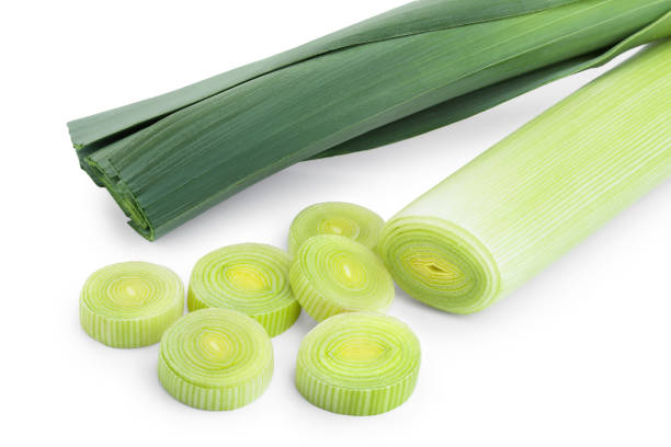 istock Leek vegetable with slices isolated on white background 1149415905