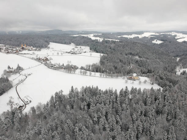 istock Black Forest winter scenery aerial view Germany 1149417438