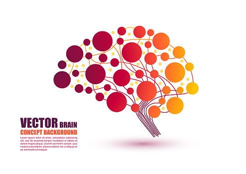Colorful gradient brain concept in vector illustration